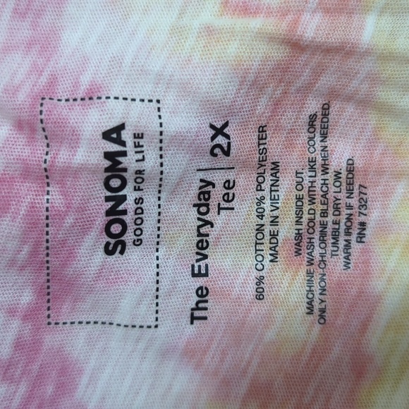 Sonoma Everyday Tee - Sunset Tie Dye: Pink, Orange, Yellow - Size 2X - Picture 4 of 4